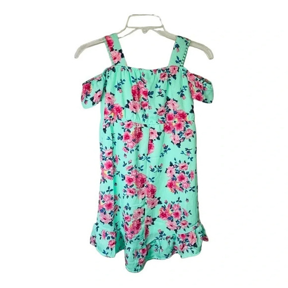 Wonder Nation Floral Print Off Shoulder Ruffle‎ Dress Girls Size Medium - Picture 5 of 7
